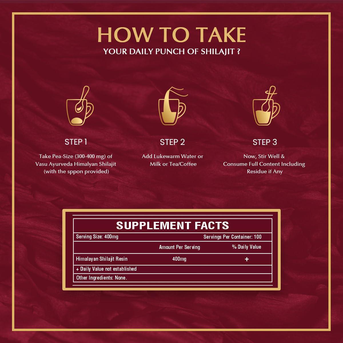 VASU VASU Ayurveda Pure Himalayan Shilajit Original Resin | Provides Energy & Strength | Powerful Anti-oxidant | Immunity Booster - 20g