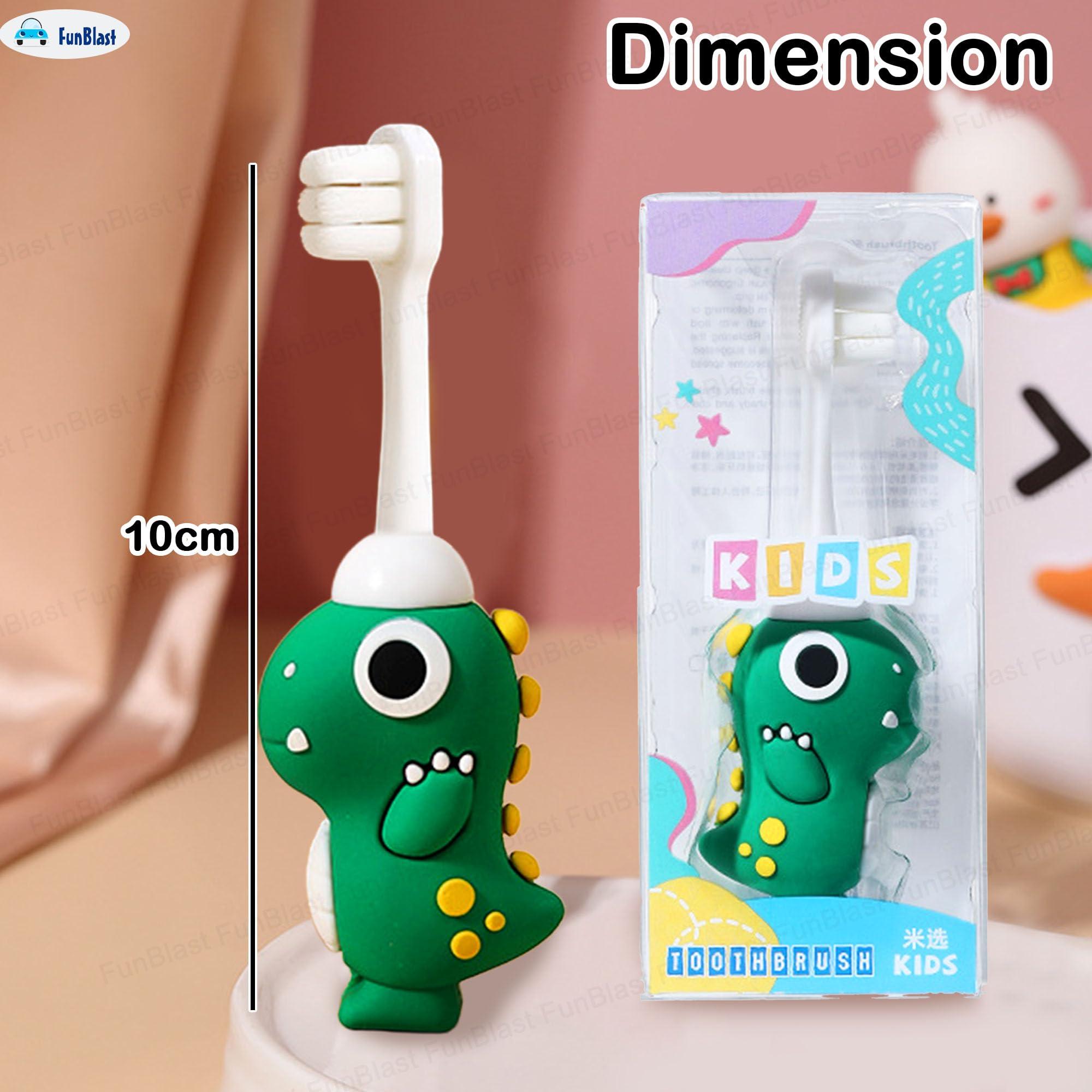 FunBlast FunBlast Kids Toothbrush Cute Dino Design Soft Tooth Brush, Extra Microfiber Soft Bristles Toothbrush for 3-6 Years old Children, Manual Toothbrush for Kids (Green)