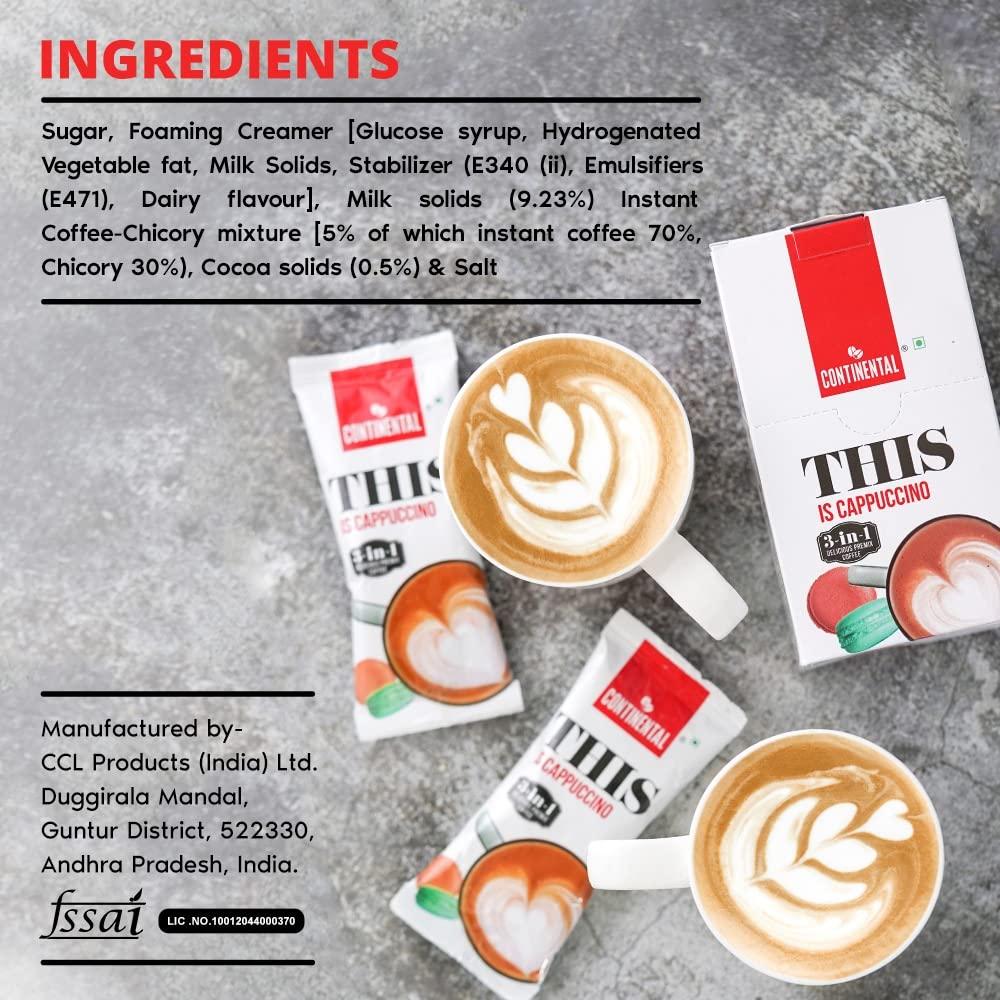 Continental This Continental This Cappuccino 3 In 1 Premix Instant Coffee 132G (22G*6 Sachets) (Pack of 2) Carton, Ground