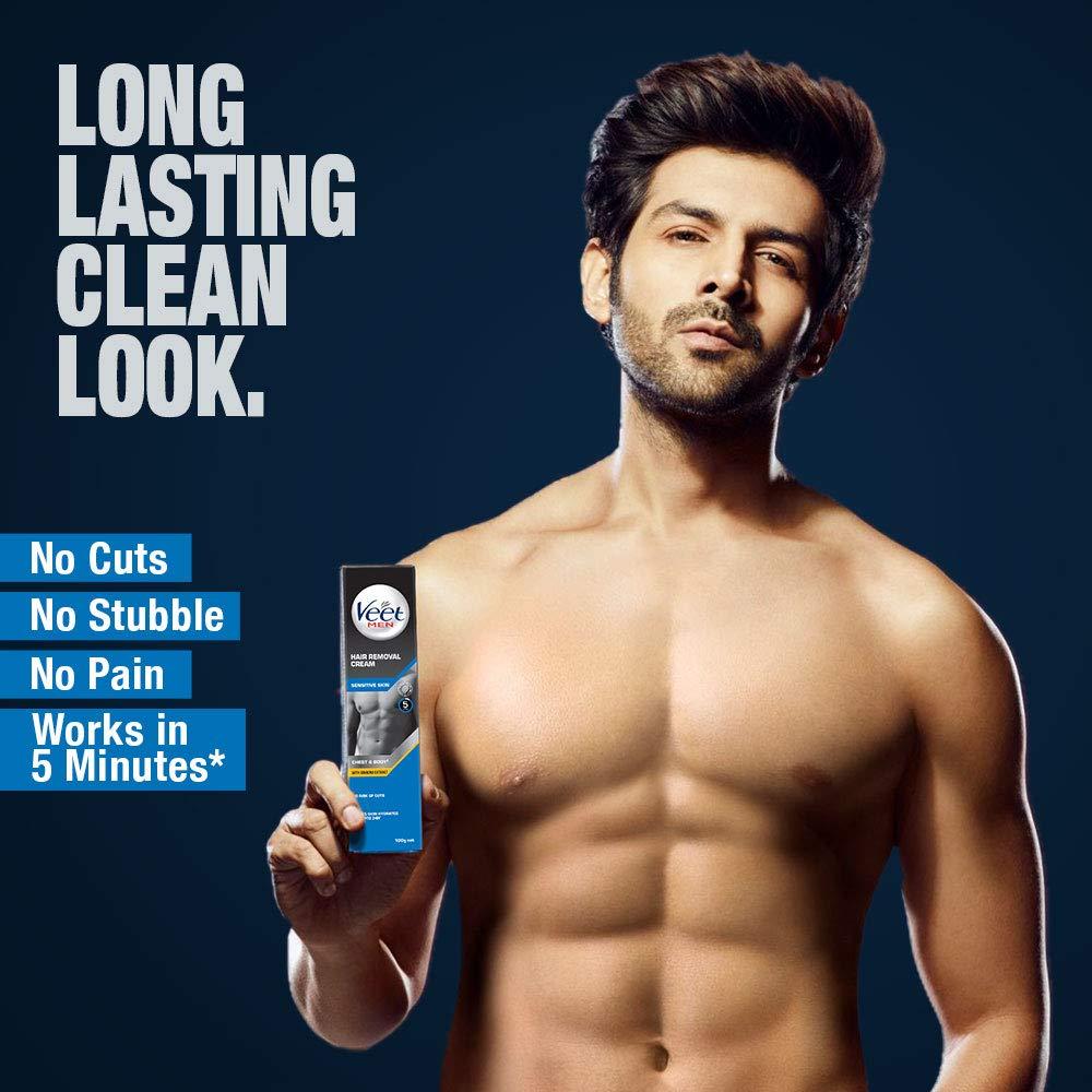 Veet Veet Hair Removal Cream for Men, Sensitive skin, 100g Each (Pack of 3)