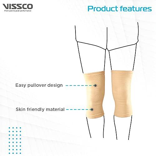 Vissco Vissco Tubular Elastic Knee Cap, Knee Support to provide Knee Pain Relief, Knee Cap For Sports, Football, Cricket, Walking And Workout (IN PAIR) - Small (Beige)