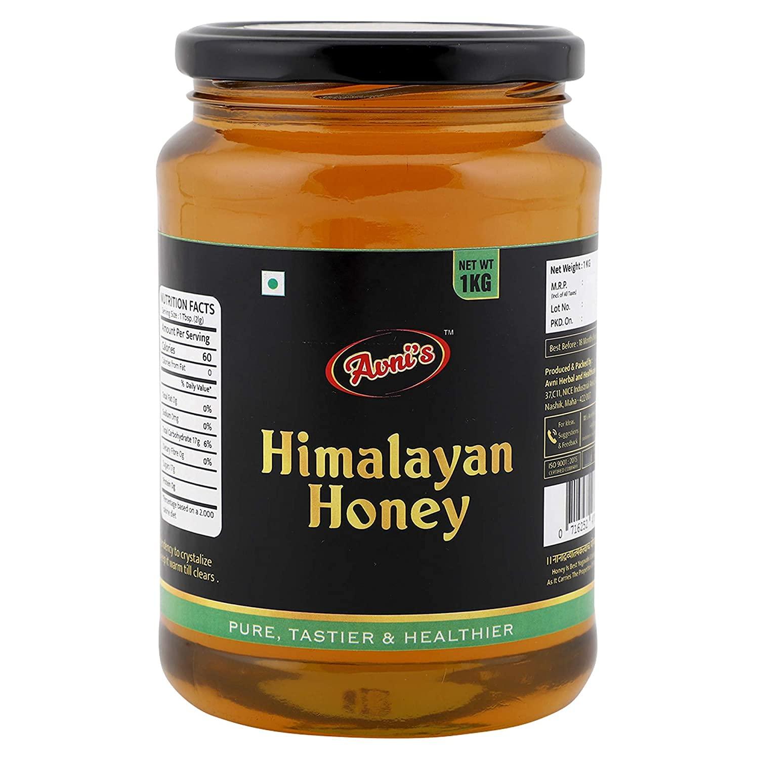Avni Herbal and Healthcare Avni\'s Tasty Healthy Himalayan & Forest Honey Combo | Unprocessed | Unpasteurised | No Preservatives | Pack of 2 (1 Kg, each)