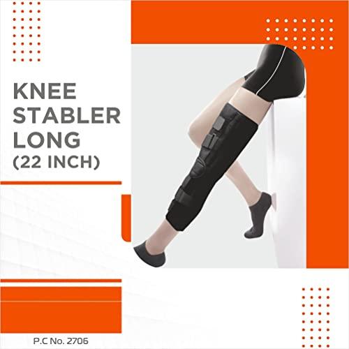 Vissco Vissco Knee Stabler - Long 22" Brace (Firm Support), Knee Support for Osteoarthritis of knee joint, Pain Relief, Knee Stabilizer, Joint Injury, Knee Immobilizer - Small (Black)