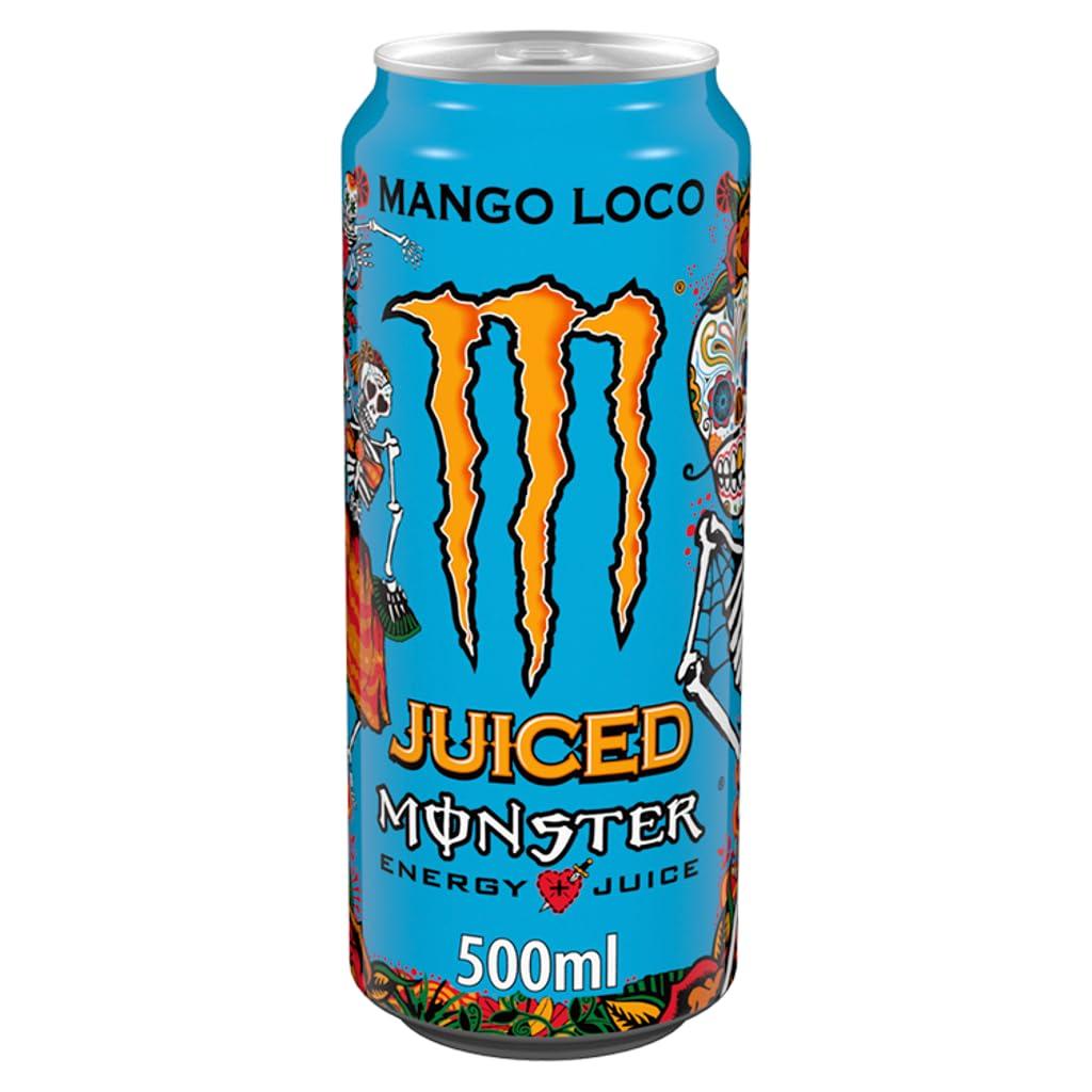 Monster Energy Monster Mango Loco Energy + Juice Carbonated Energy Drink | L-Carnitine + Inositol + B Vitamins + Taurine, 16.91 fl oz / 500 ml