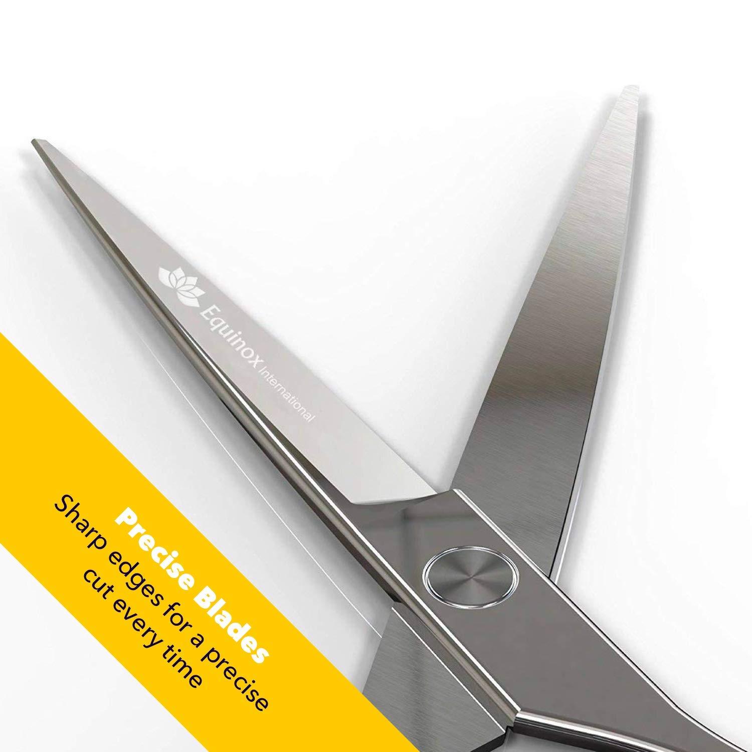 Equinox International Equinox Barber & Salon Styling Series Barber Hair Cutting Scissors/Shears 6.0\" Overall Length Detachable Finger Rest High Quality Stainless Steel