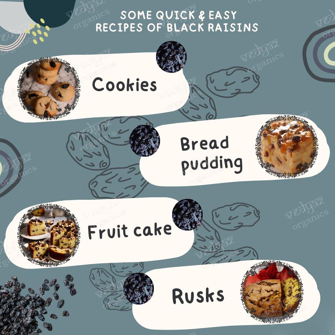 Vedyaz Organics Vedyaz Organics Black Raisins Seedless - 500gm -Afghani kishmish/Dry grapes kishmish/kali kishmish/Rich in antioxidants