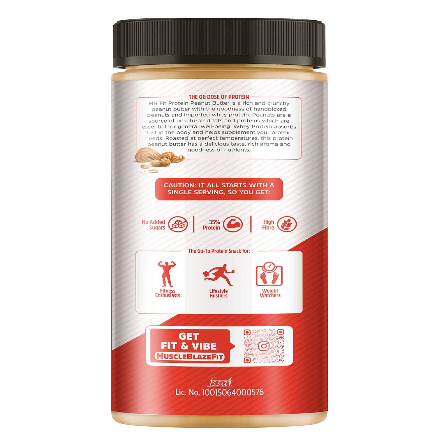 MuscleBlaze MuscleBlaze Fit High Protein Natural Peanut Butter, Crunchy (Unsweetened, 750g) | 35g Protein | With Whey Protein Concentrate
