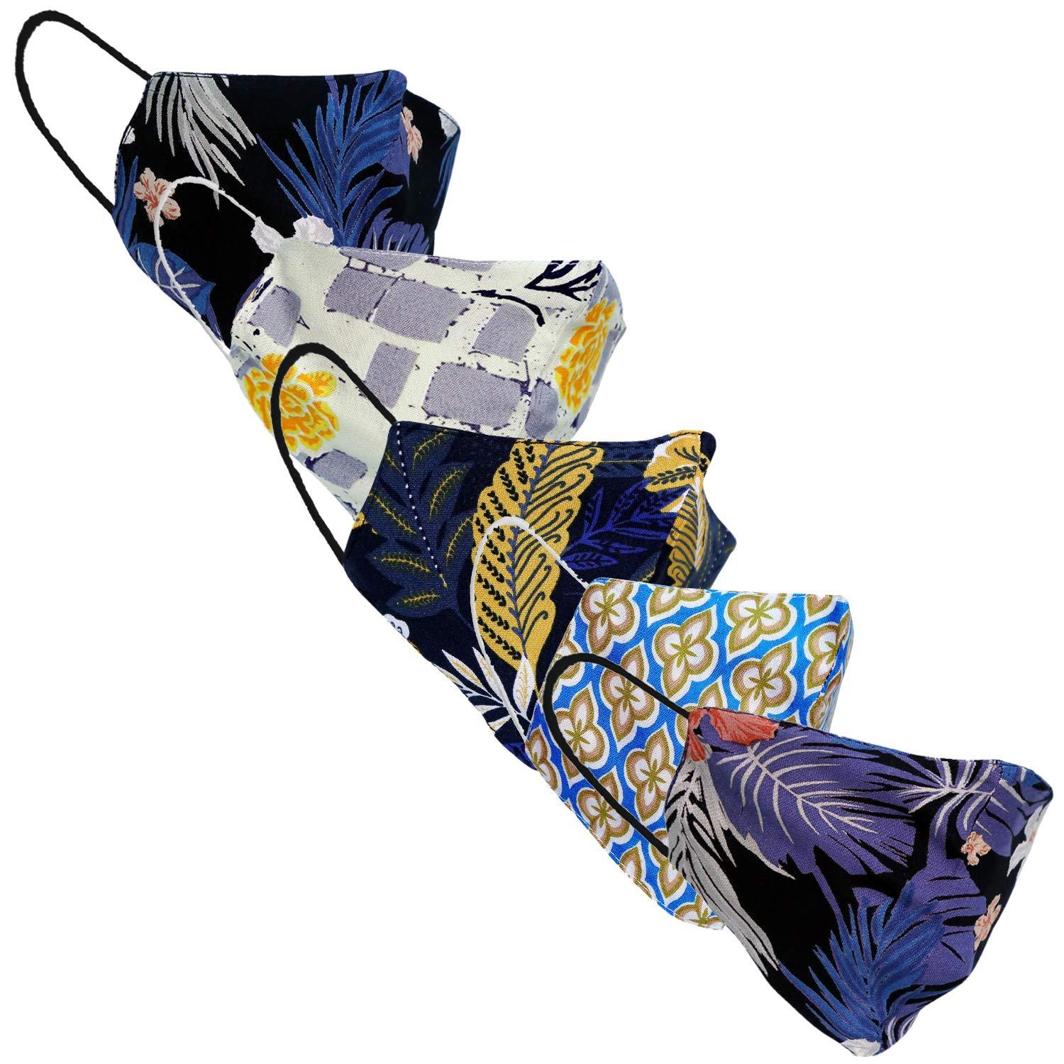 9 Impression 9 Impression Viscose Unisex Face Mask, Multi-colored - Pack of 5