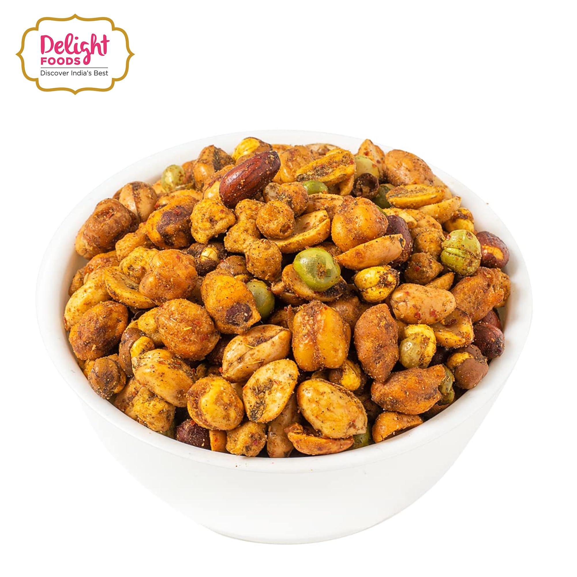 Delight Foods Delight Foods Cocktail Masala Nut Mix 800g Healthy Groundnut Oil Fried Namkeen, Indian Snacks, No Preservatives