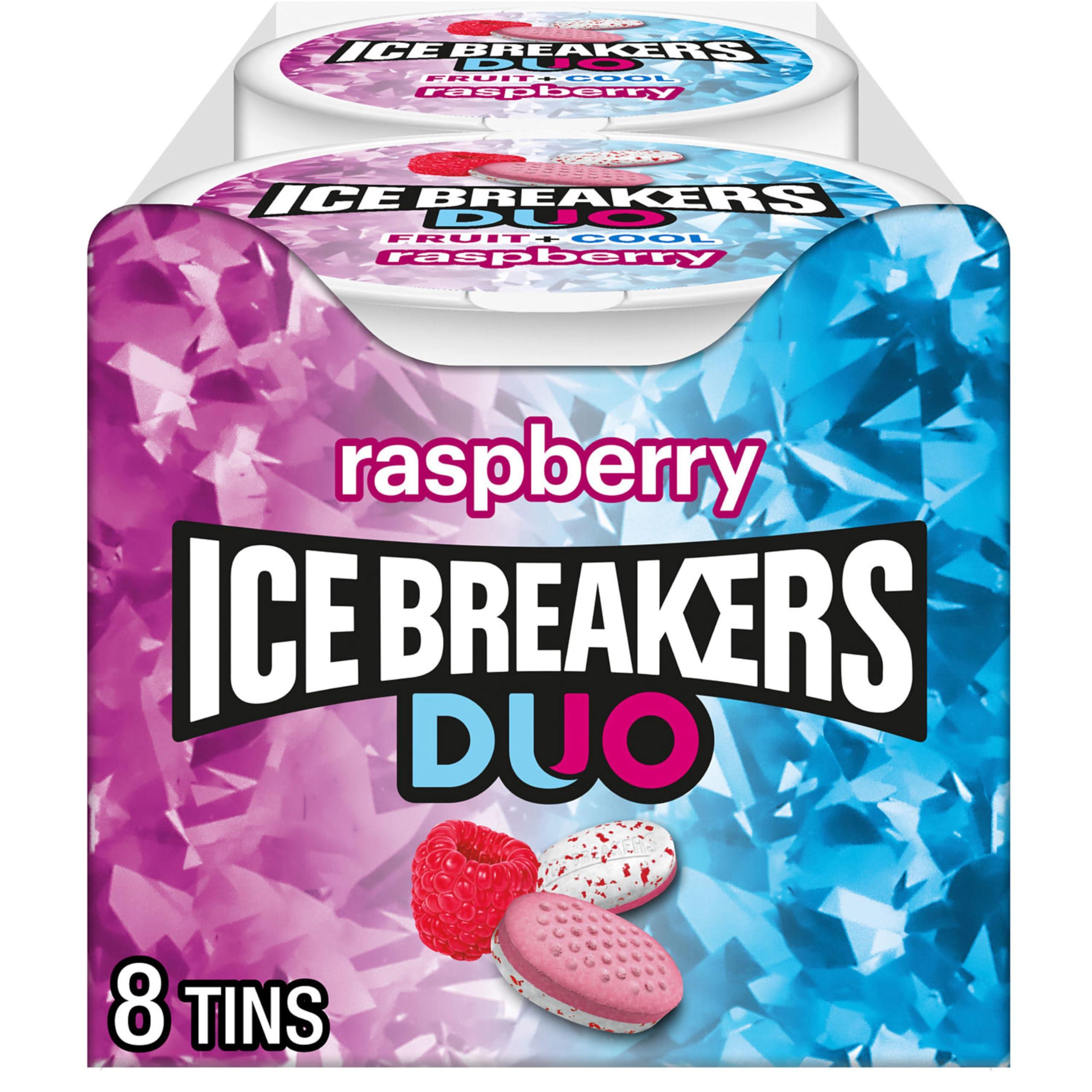 Ice Breakers Ice Breakers Duo Fruit + Cool Mints, Raspberry, 36 G, 8 Pack, Pink & White, (72336), 294 Gm