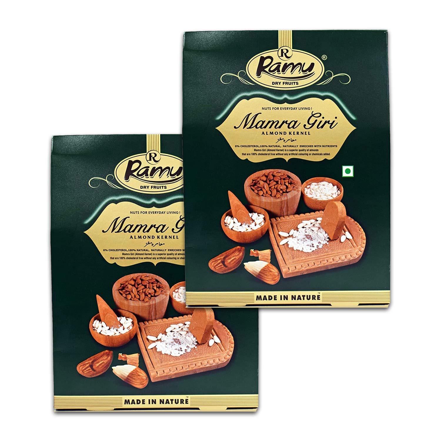 Ramu Ramu Premium Afgani Mamra Giri Almonds. Mamra Almonds badam Giri Nuts (500GM(250X2))