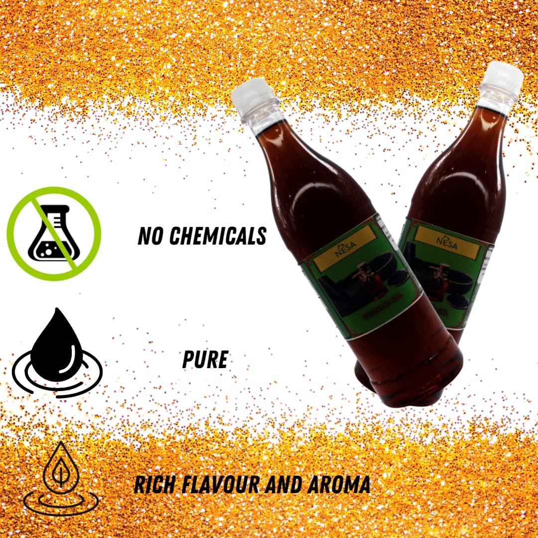 NESA Nesa Sesame Oil Cold Pressed/ Gingelly Oil - Wood Pressed - Sesame Oil for Cooking 1l