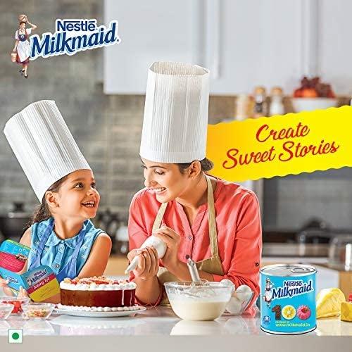 Nestle Nestl Milkmaid Sweetened Condensed Milk, Liquid, 400G Tin [Pack of 2]