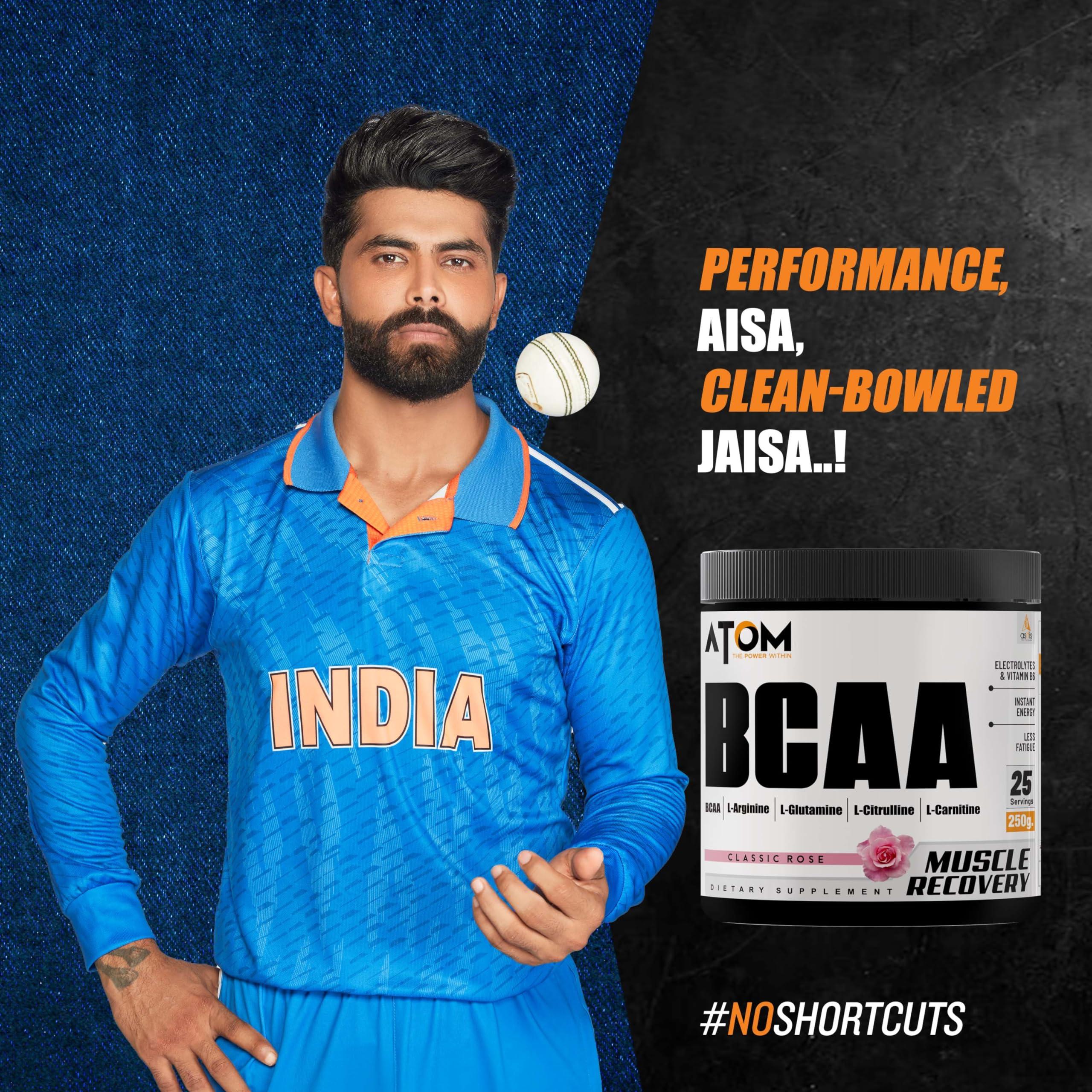 Asitis Nutrition Asitis Nutrition Atom Bcaa Powder, 250G With L-Arginine, L-Carnitine, L-Citrulline For Energy Burst & Athletic Performance, Cinnamon