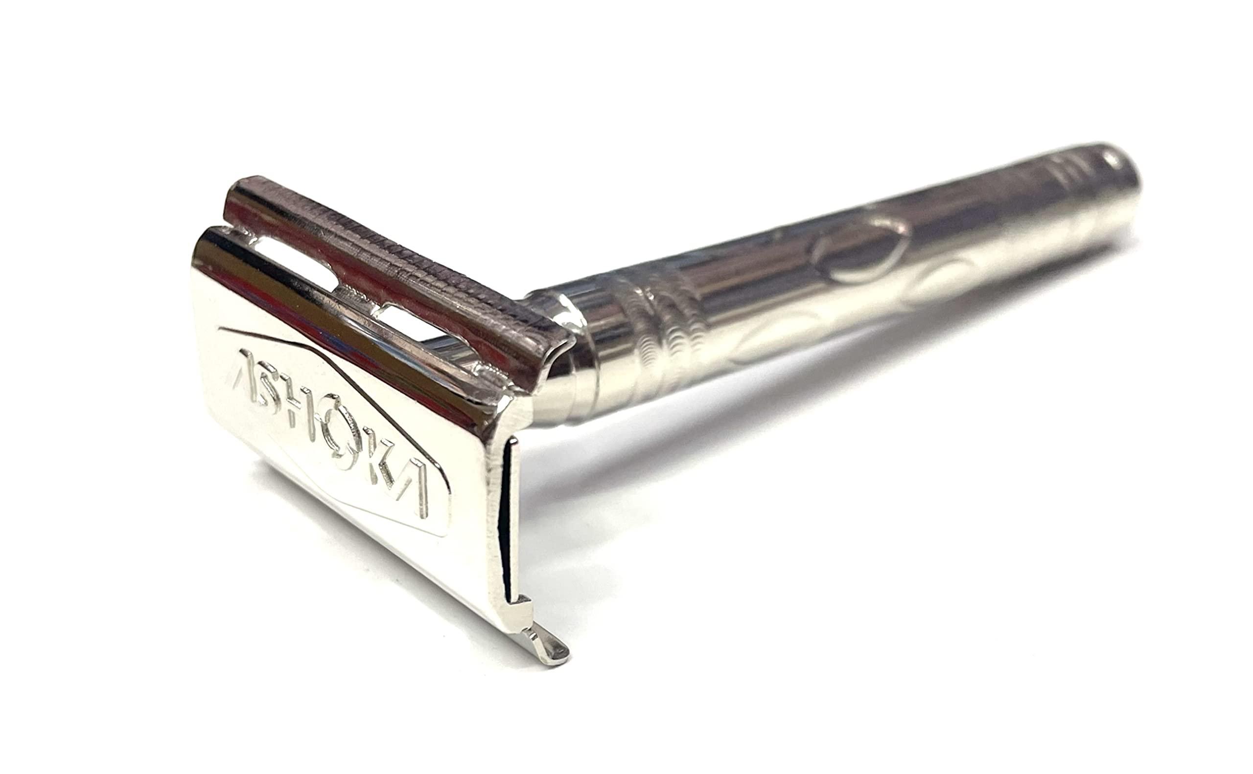 Ashoka Ashoka Men Double Edge Brass Safety Razor (Silver) - A558