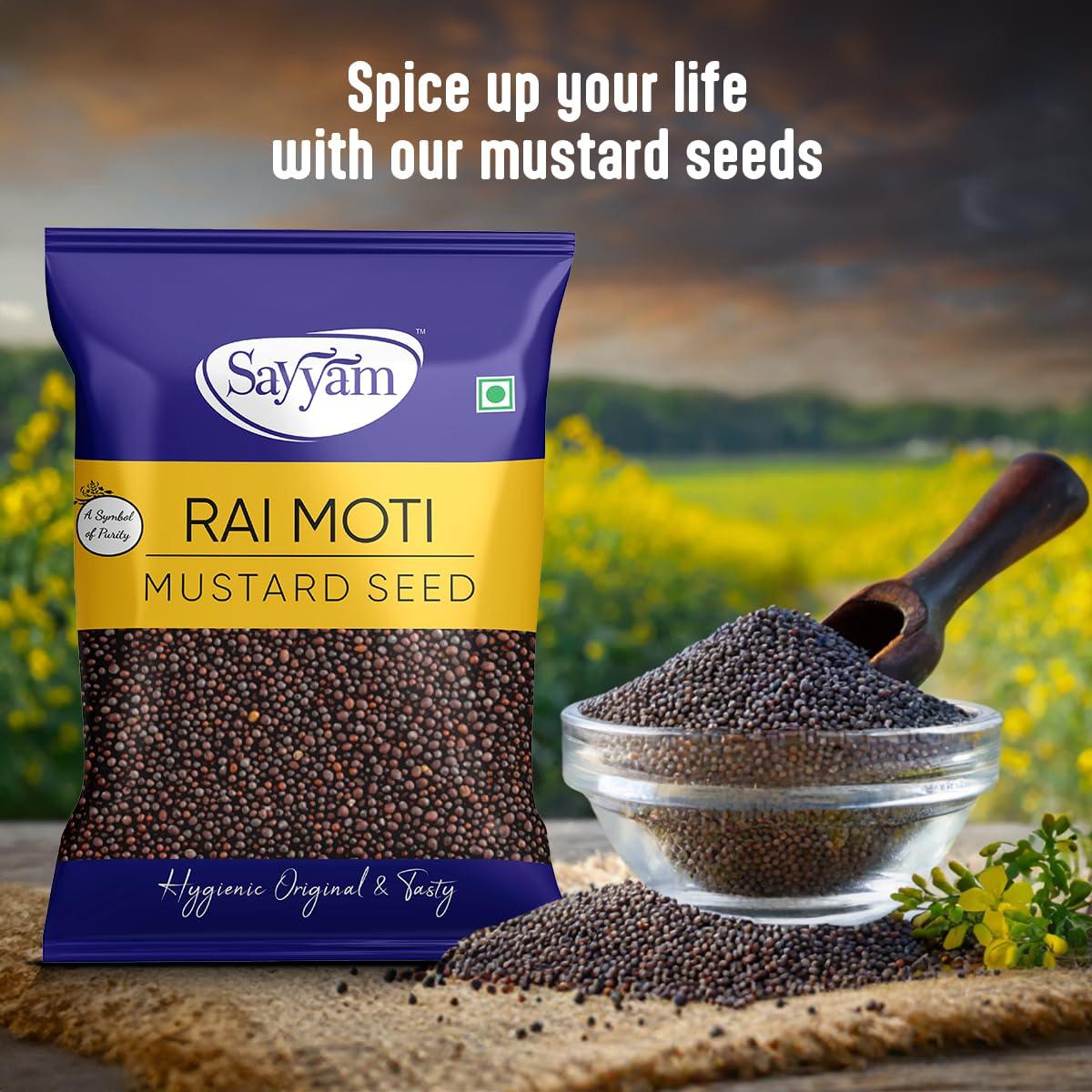 SAYYAM Sayyam Moti Rai (Mustard Seeds - Big) - 1kg | Sarso | Mohari | Avalu | Kaduku/Kadugu | Ava Ginjalu | No Artificial Colors or Preservatives | Pure and Natural Spices