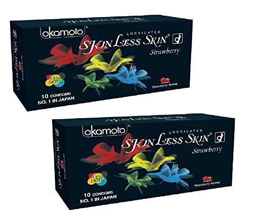okatomo Lubricated Skinless Skin Strawberry Condom (No.1 In JAPAN) (Strawberry Aroma) (20S)