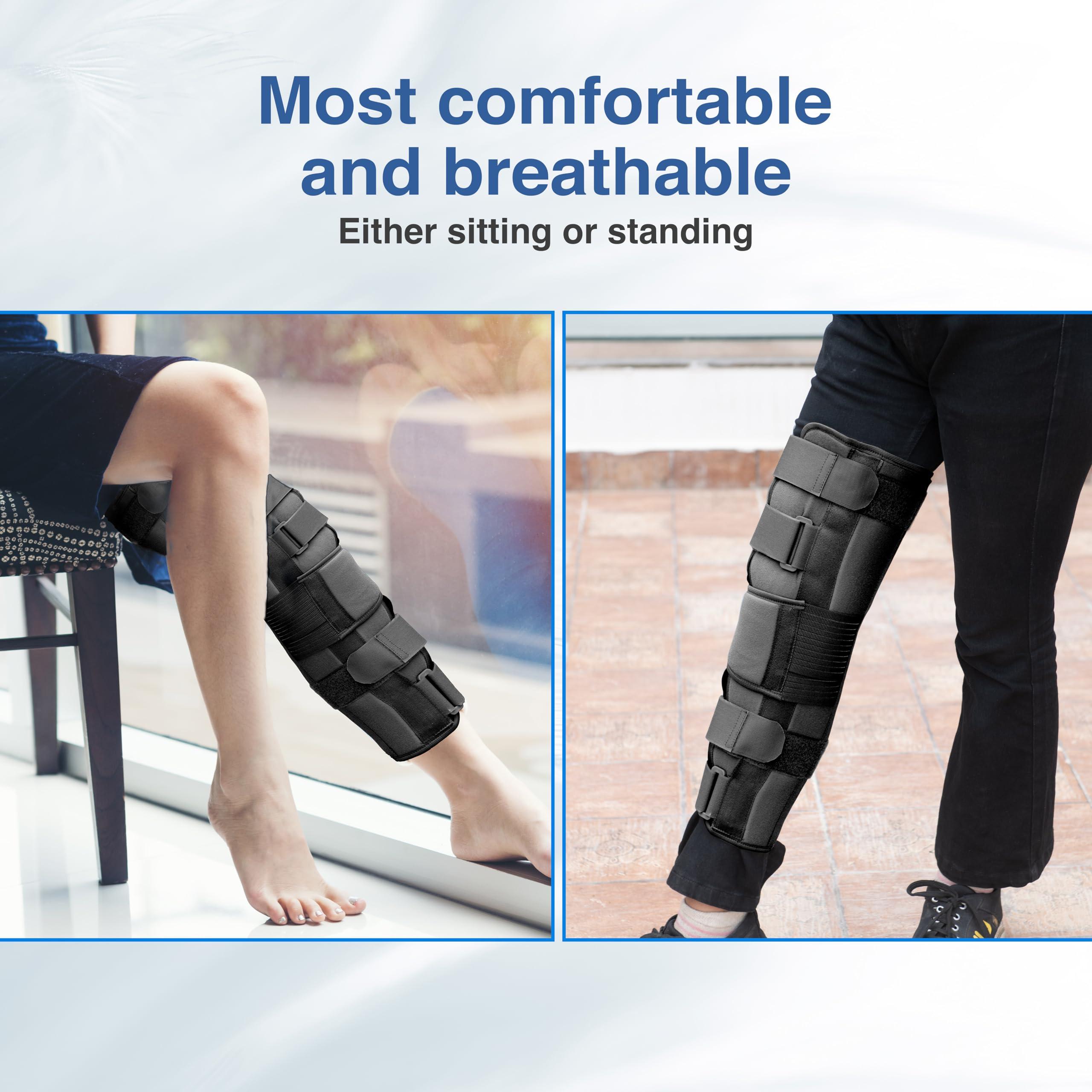 Wonder Care Wonder Care Knee Immobilizer Brace for Knee support for dislocation injuries ligament tear wraparound knee stabilizer splint for men & women (19 long) (S)