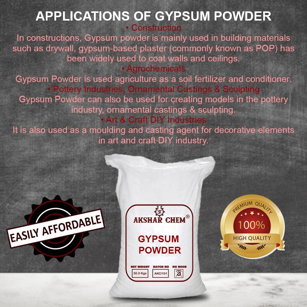 Akshar Chem Gypsum Powder - Industrial Grade for Construction and Soil Improvement (10 KG)