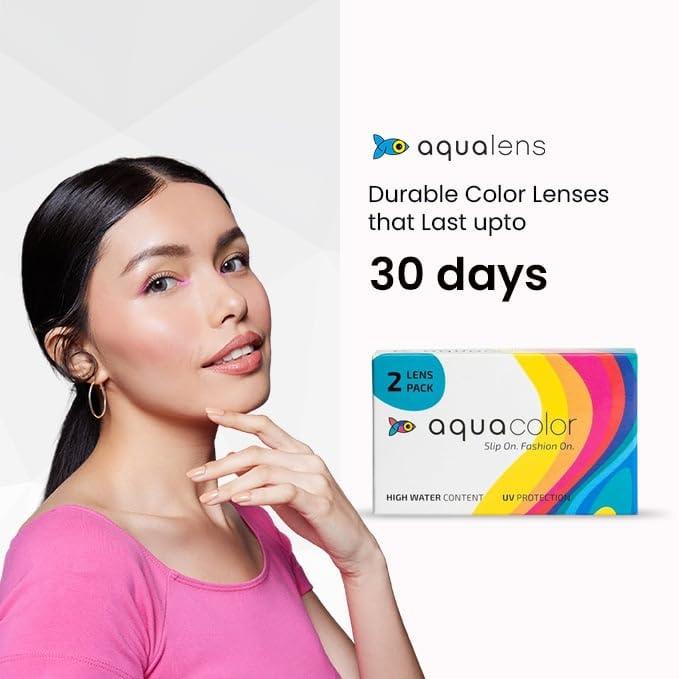 AQUALENS CONTACT LENSES AQUALENS CONTACT LENSES Aquacolor Monthly Disposable Colored Lenses With 0 Power-Venus Grey-(2 Lens/Box)