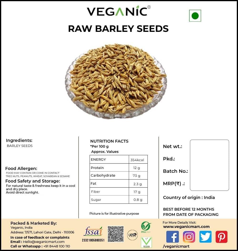 Veganic Veganic Raw Barley Seeds | Jau Seed | Juvar/Cheno (1 kg)