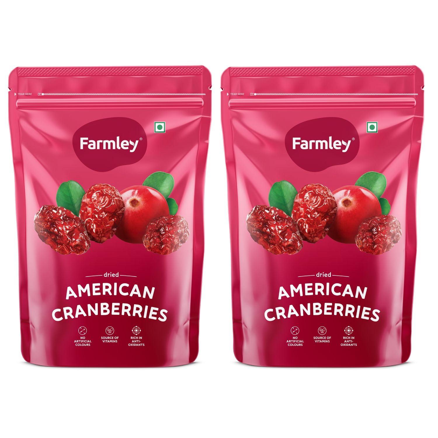 Farmley Farmley Canadian Dried Cranberry I 200 gram I Dry Fruit, Berries, High Nutrient and Antioxidant No Added Preservatives (Pack Of 2, Pouch)
