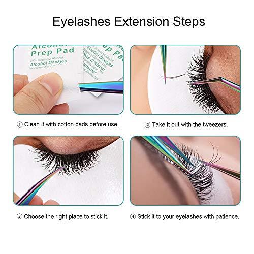 Honeytecs Honeytecs 3 Pieces Eyelash Extension Tweezers Set Stainless Steel Tweezers Lash Extension Tweezers with Storage Case Eye Makeup Tools