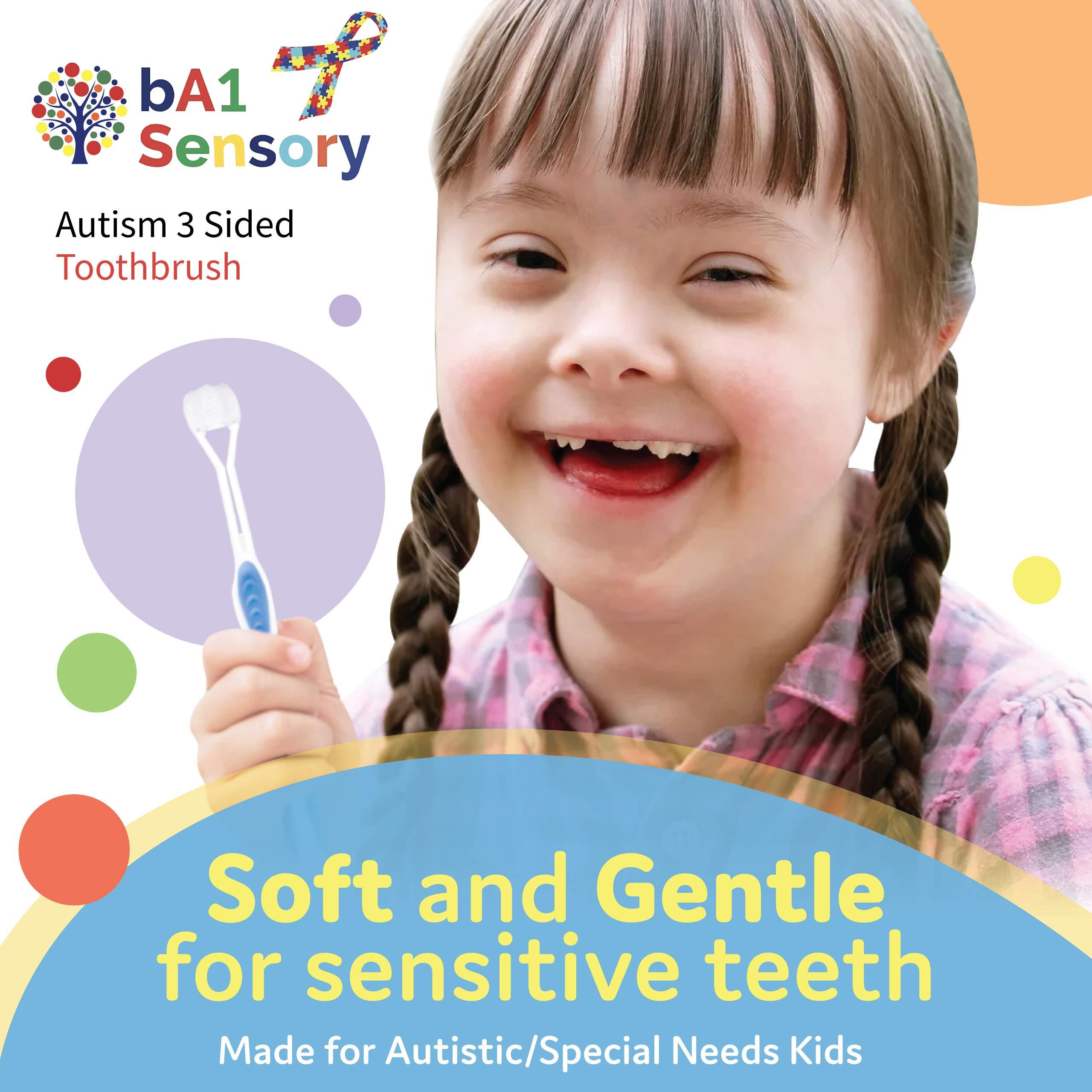 bA1 Health bA1 Health - 3-Sided Surround Specialty Toothbrush (Complete Coverage) - Autism, ASD, Special Needs, Sensory, Perio Brush for All Kids/Adults - Best for Sensitive Gums and Teeth! Choose From 4 Colors