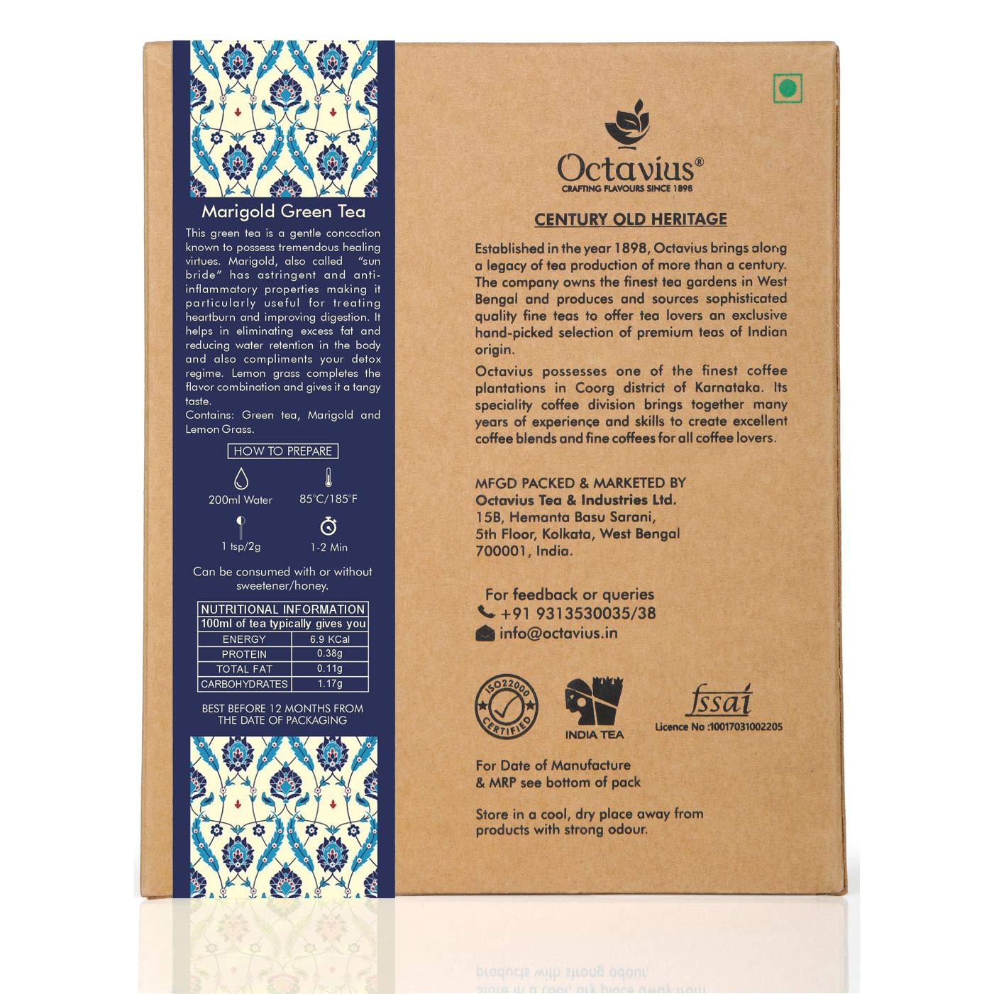 Octavius Octavius Marigold and Lemon grass Loose Leaf Green Tea - 100 Gms