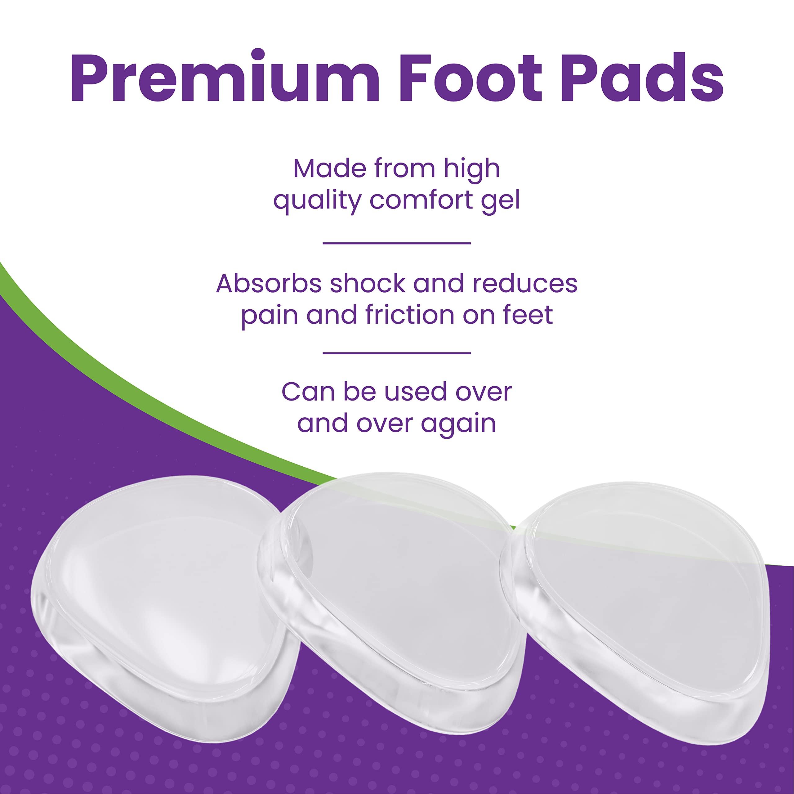 MARS Wellness Premium Gel Ball of Foot Cushions - Reusable Clear Gel Metatarsal Pads - Foot Pain Relief - 1/8 Inch - 4 Pair