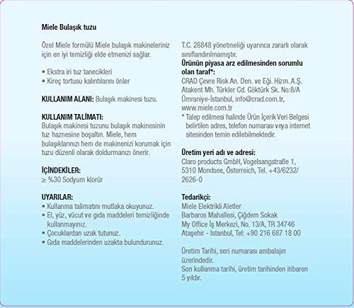 Miele Miele Original 10248550 Dishwasher Salt, Reactivation Salt with Coarse Grains for Protecting Dishwashers and Dishes from Limescale Deposits, 1.5 kg