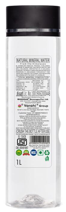 VARAHI VARAHI AQA Natural Mountain Water |1 ltr - 12 bottles | Natural Mineral Water from The Himalayas