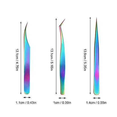 Honeytecs Honeytecs 3 Pieces Eyelash Extension Tweezers Set Stainless Steel Tweezers Lash Extension Tweezers with Storage Case Eye Makeup Tools