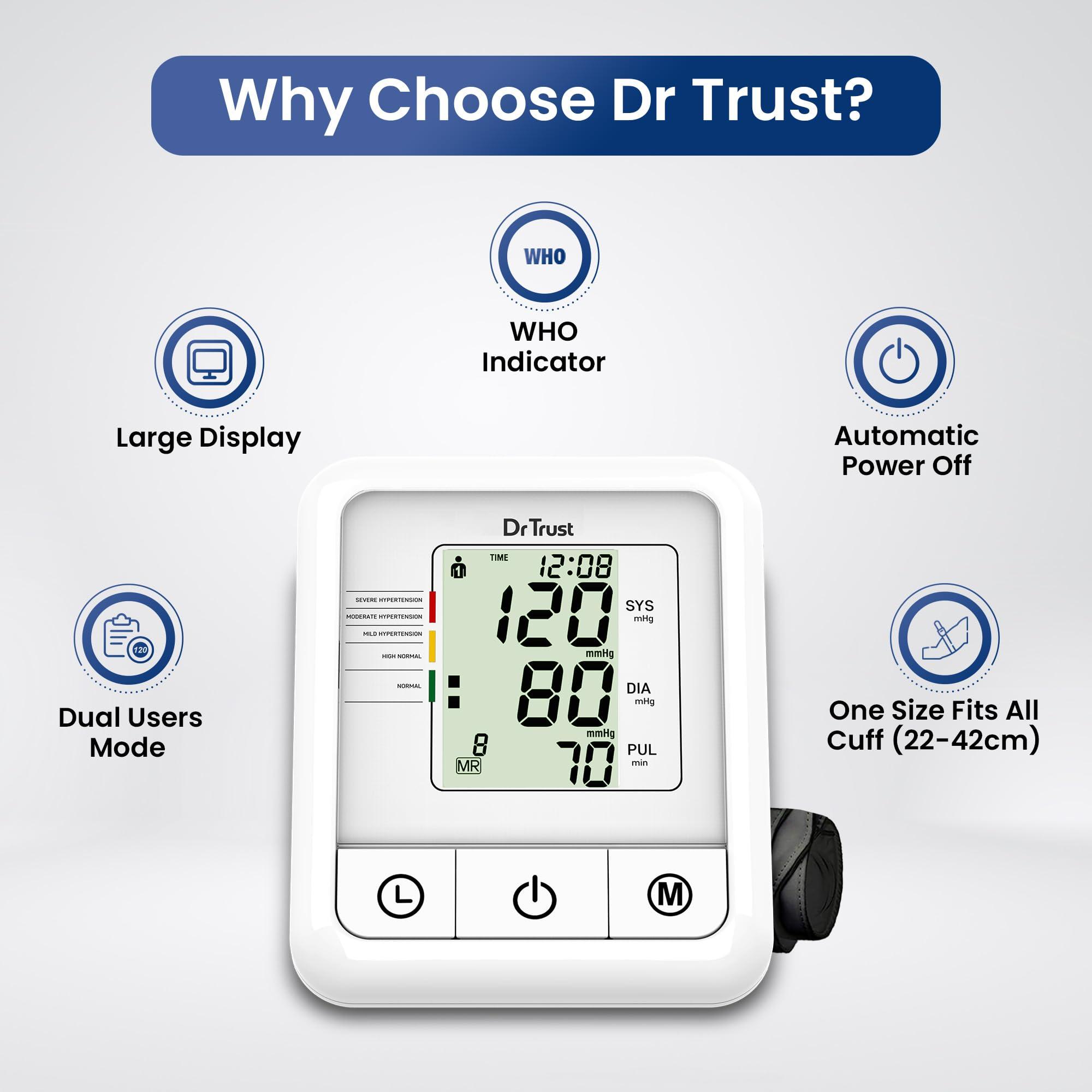 Dr Trust Dr Trust Fully Automatic BP Check Digital Blood Pressure BP Monitor Machine with MDI Technology - 110 (White)