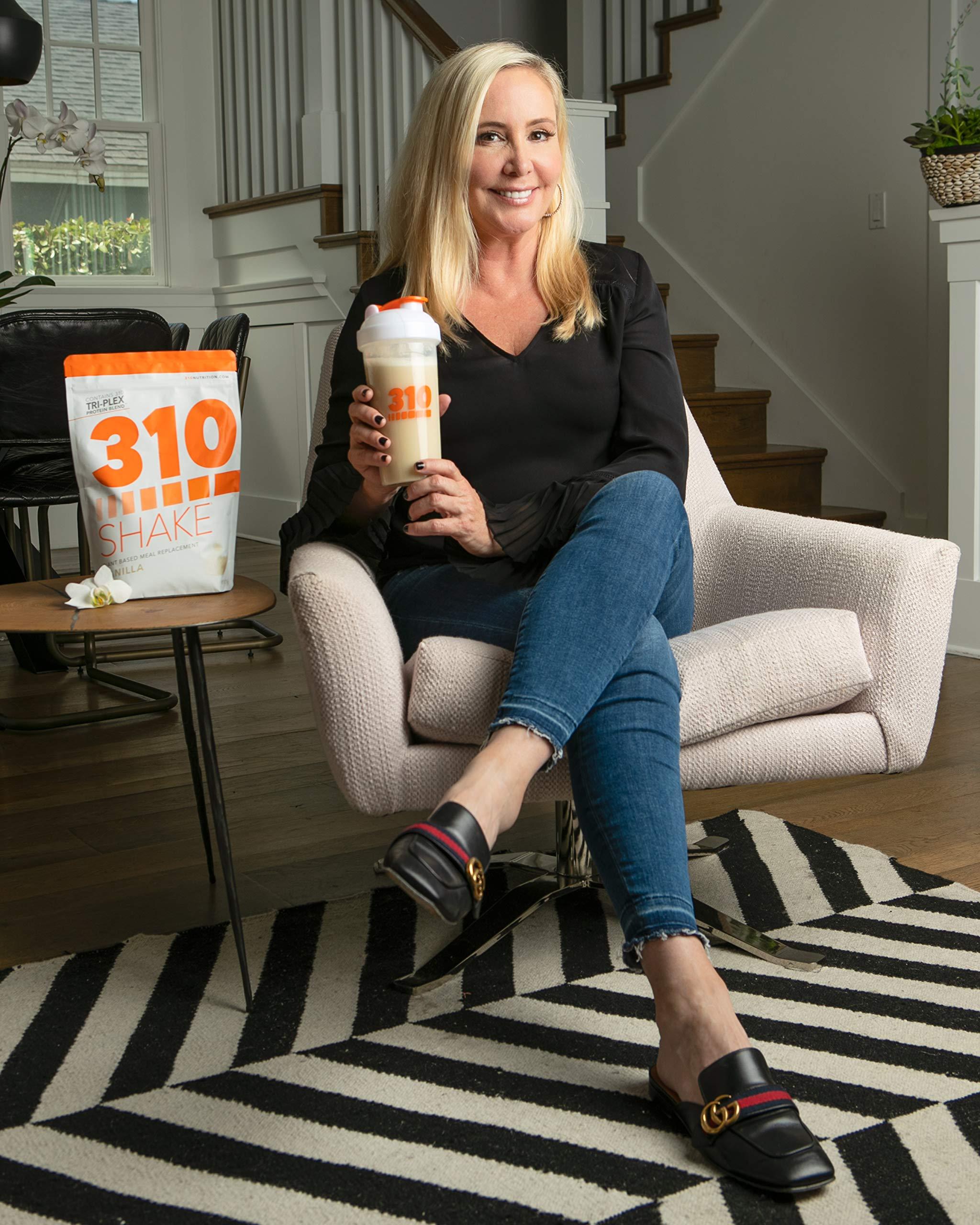 310 Nutrition 310 Nutrition Protein Shaker Bottle Meal Replacement Blender Cup For Mixing Protein Powders, Lemonade Mix, And Pre Workout (Clear w/White Lid)