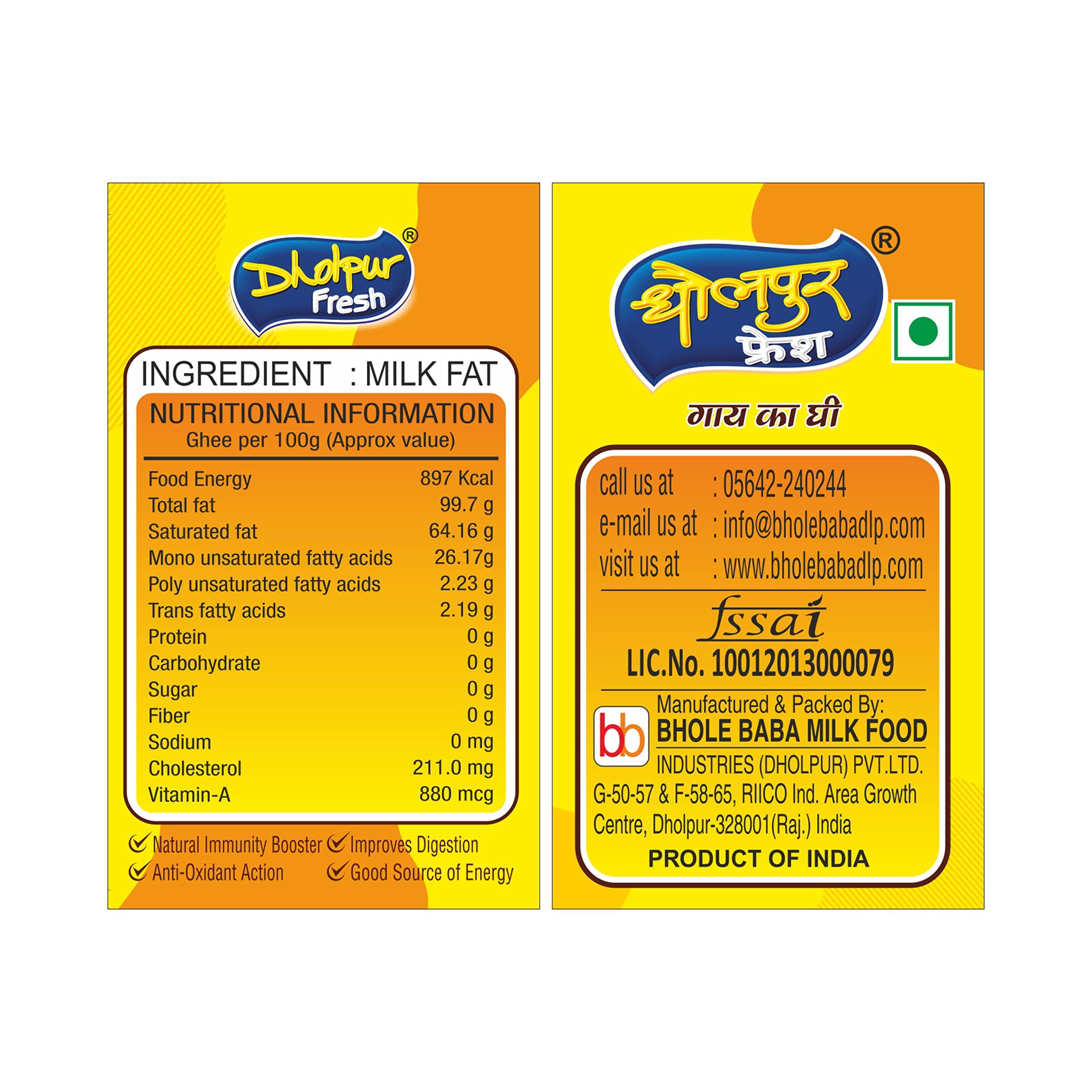 Dholpur Fresh Dholpur Fresh Pure Cow Ghee, 1 LTR JAR