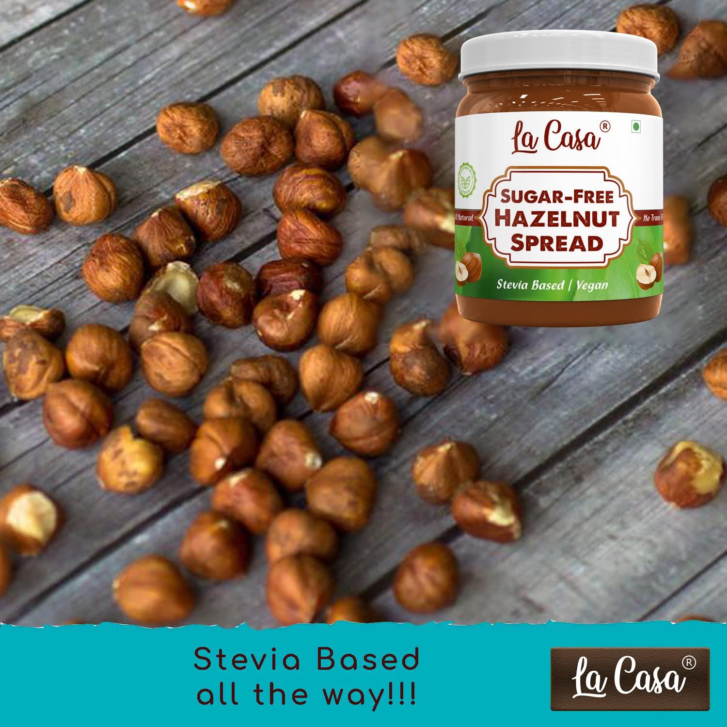 La Casa La Casa Sugar-Free Hazelnut Chocolate Spread | Stevia Based | All Natural | Combo of 2 | 2x350g |