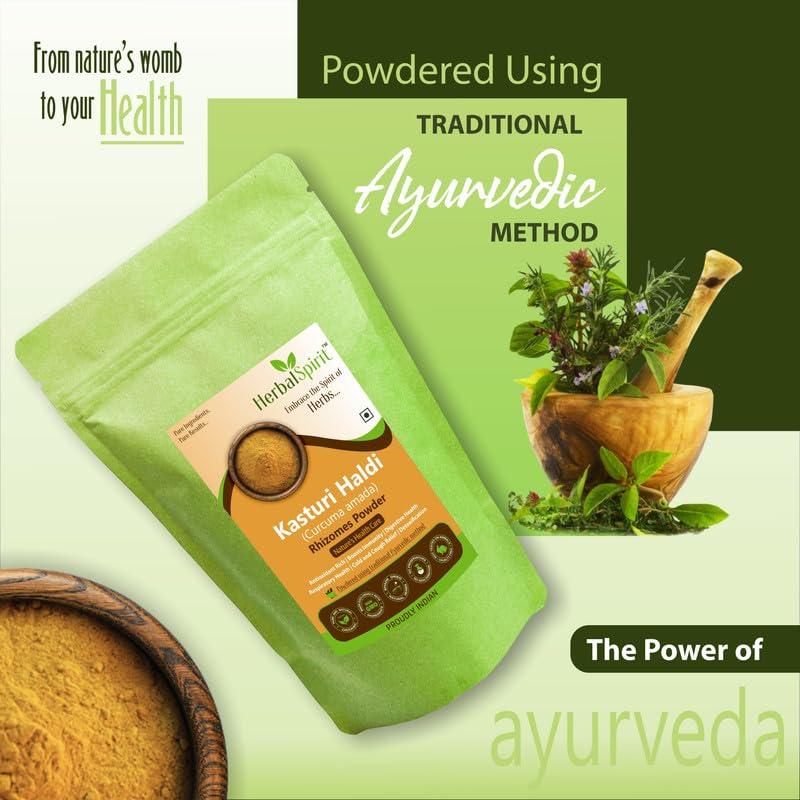 HerbalSpirit Herbal Spirit Kasturi Haldi Powder for Health, 100gm | Kasturi Manjal Powder | Amba Haldi Powder | Wild Turmeric Powder | Kasturi Turmeric Powder | Kasturi Haldi Powder for Face Beauty | Kasuri Haldi