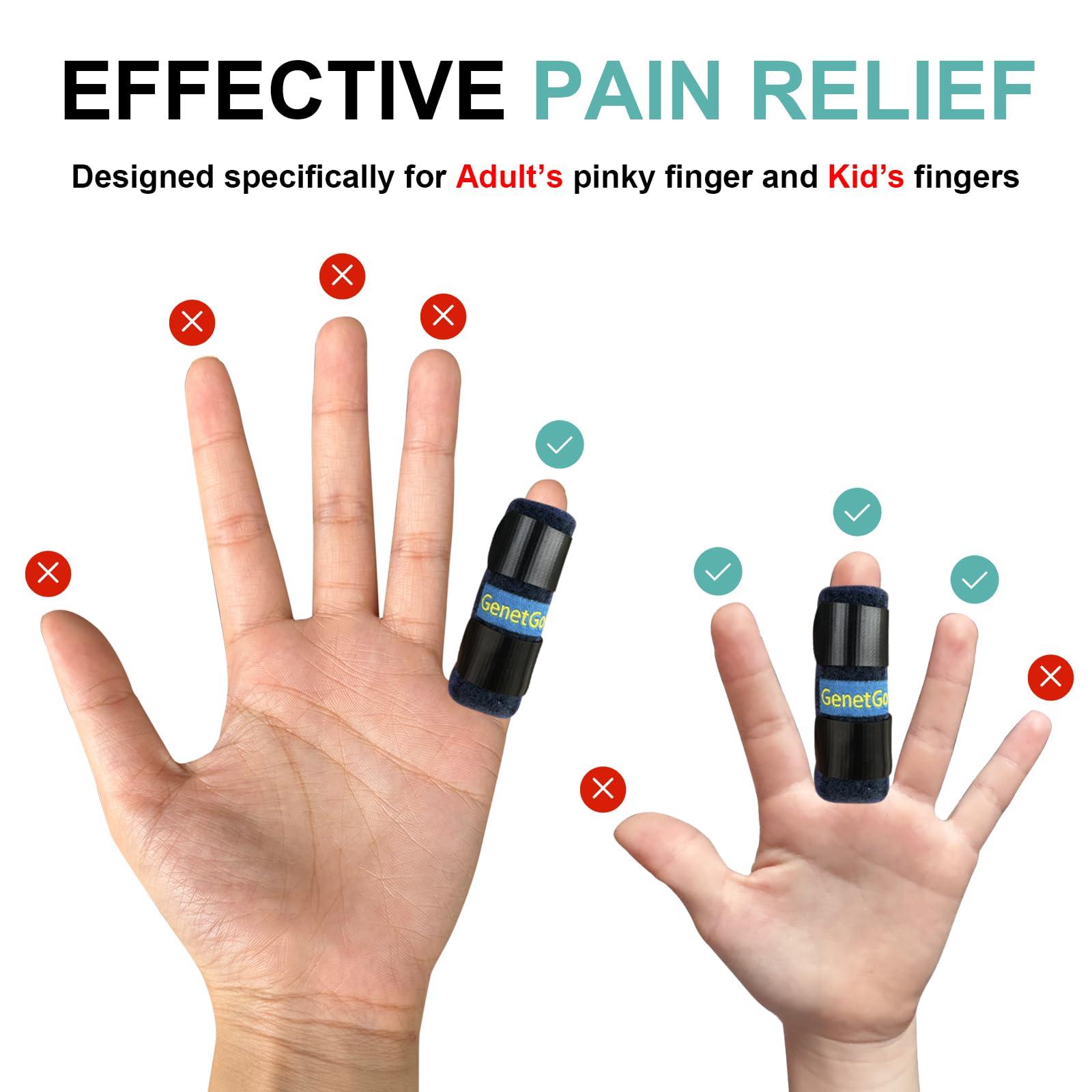 GenetGo GenetGo Little Pinky Finger Splint Brace for Trigger Mallet Finger Broken Finger, 2 Pack