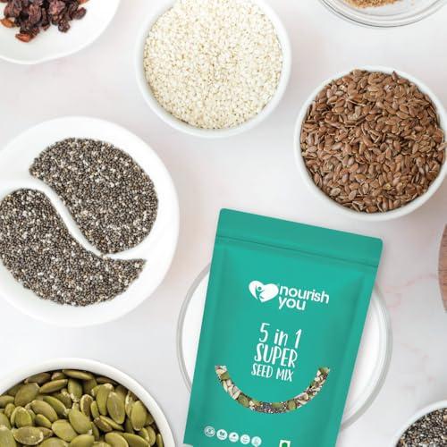 NOURISH YOU Nourish You 5 in 1 Seeds Mix 200g - Edible Seeds | Healthy Seeds | Healthy Snacks | 100% Natural and Roasted Seeds | Fiber Rich Seeds
