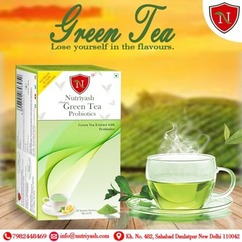 Nutriyash Nutriyash Probiotic Green Tea Lemon | 20 sachets, each sachet 2 grams, 100% Pure and Natural, Preservatives Free, Artificial Flavor Free, Sugar Free