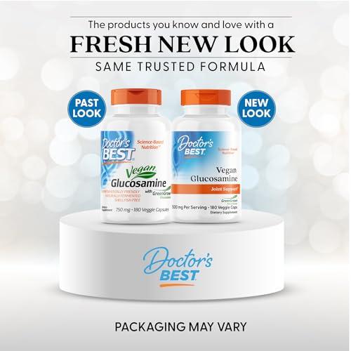 Doctor's BEST Doctor's Best Vegan Glucosamine SulFate, Joint Support, Non-GMO, Vegan, Gluten Free, Soy Free, 750 mg 180 Veggie Caps