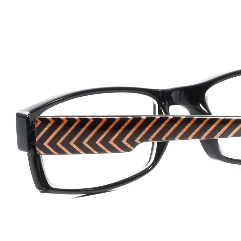 Calabria Calabria 762 Neck Hanging Reading Glasses, Black With Orange Stripes, Medium