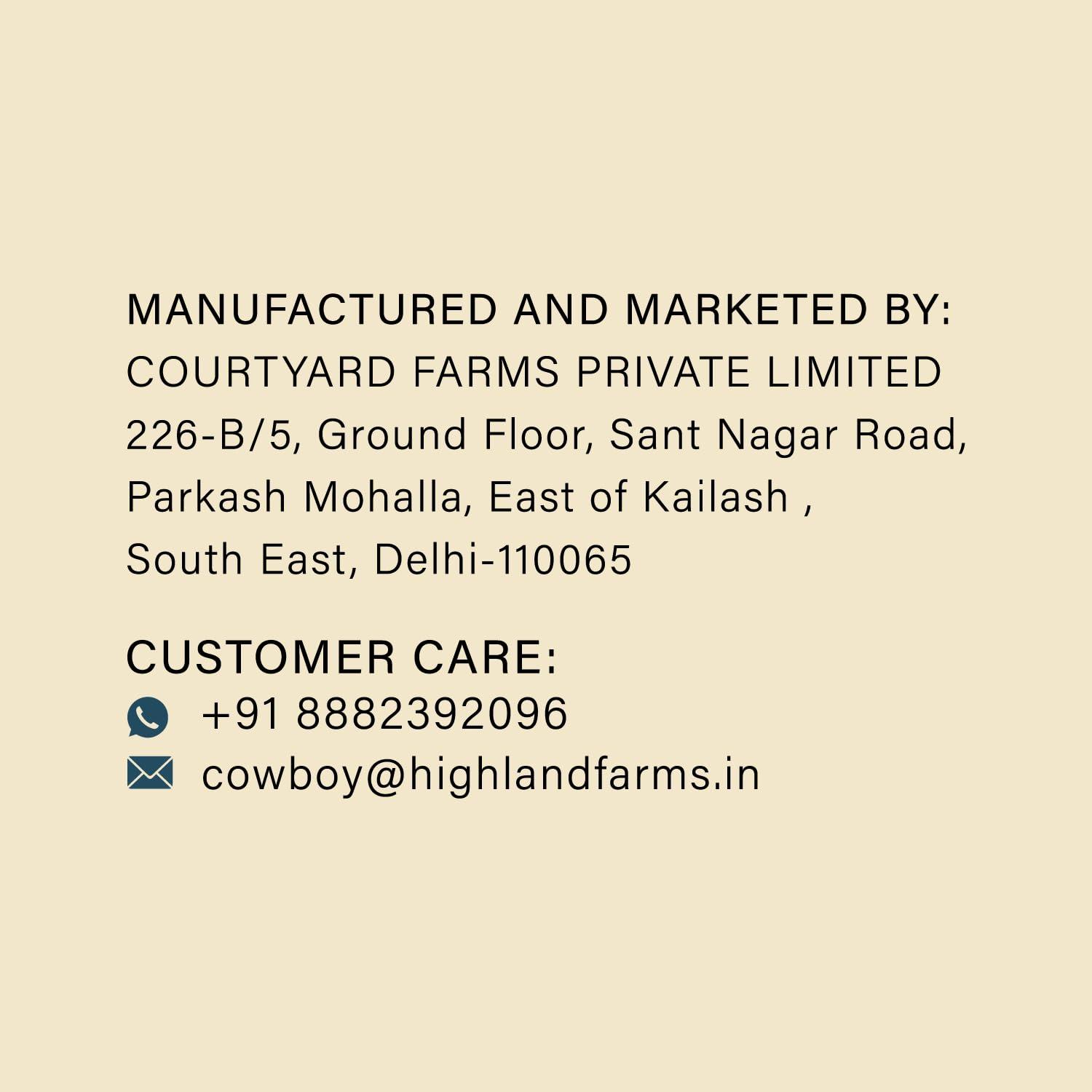 Courtyard farms private limited Highland Farms A2 Cow Milk Yellow Salted Butter |Traditional Method of Butter Making | Free Range Cow Milk | No Preservatives | 200gm