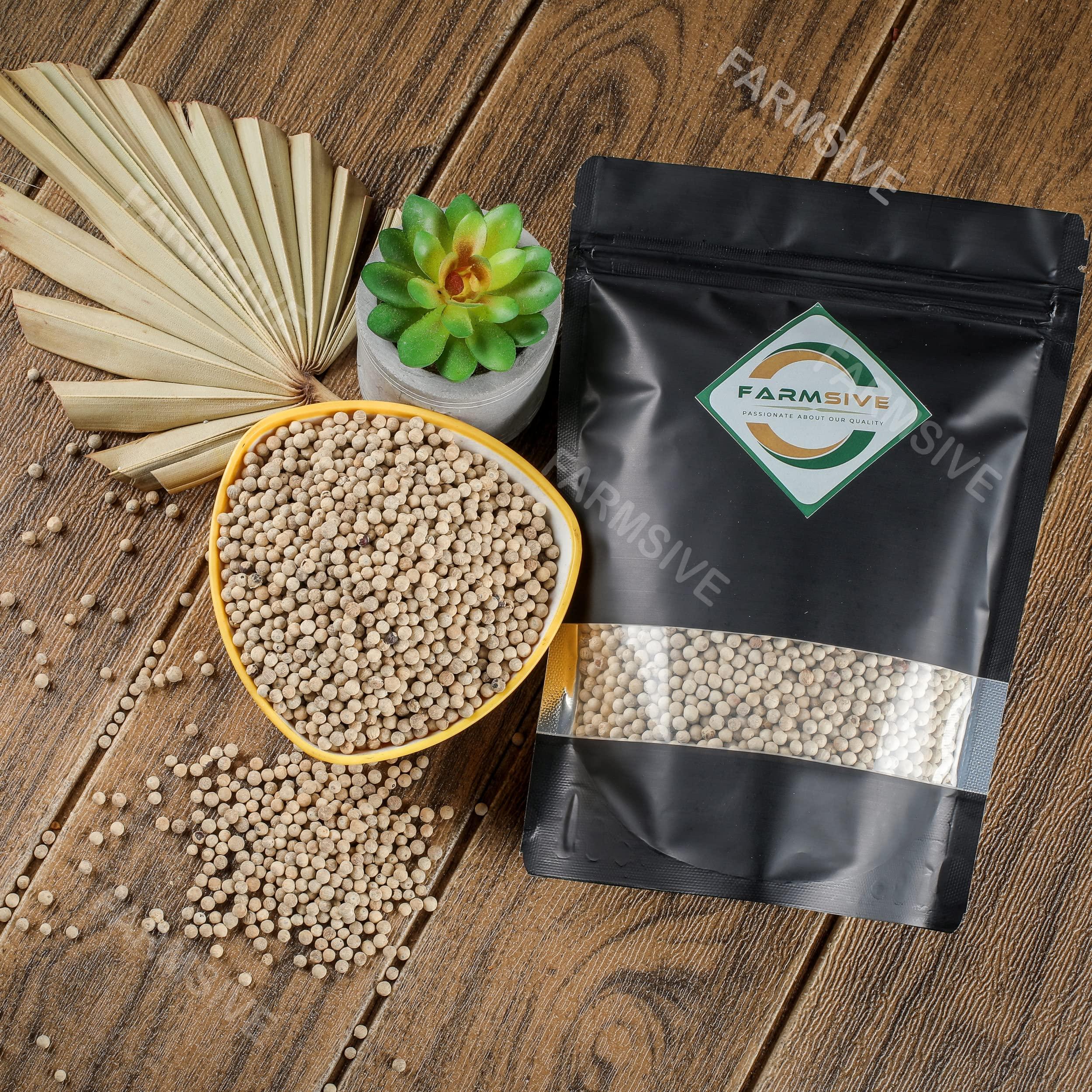 Farmsive Farmsive Organic White Pepper, Pepper Corn, White Mirch, Dakhni Mirch, Safed Mirch Sabut, 900 g
