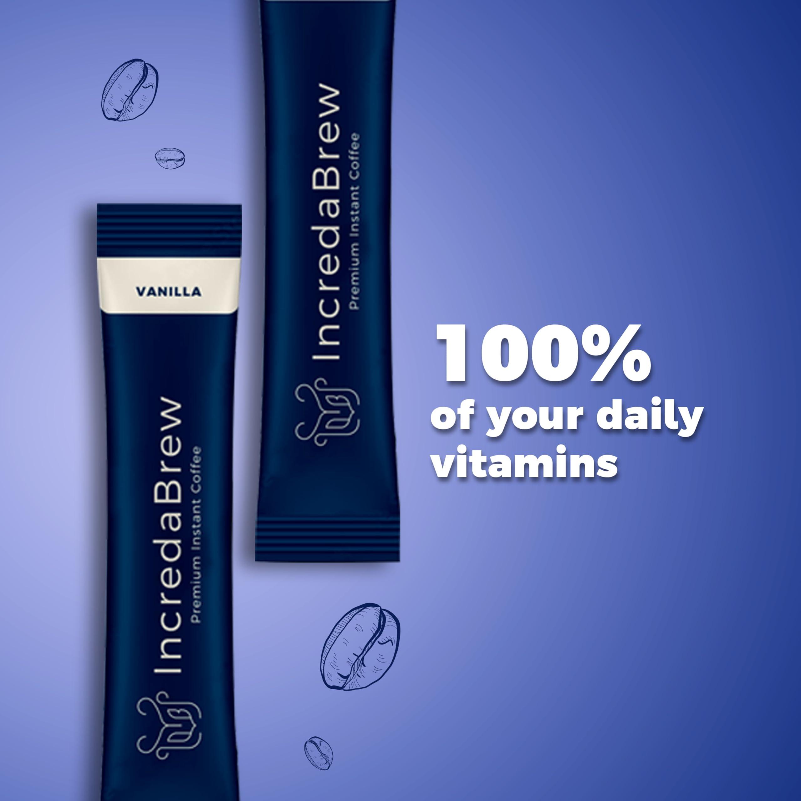 IncredaBrew IncredaBrew Gold Vitamin Rich Wellness Instant Coffee Vanilla Flavour | Pack of 20 Premium Coffee Powder Sachets | Healthy Coffee with 11 Essential Vitamins | Energy & Immunity Booster | Makes 20 Cups