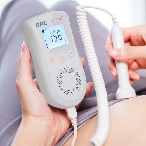 BPL Medical Technologies BPL Medical Technologies FD-02 Ultrasonic Fetal Doppler Heart Rate Detection Monitoring Machine with in-Built Speaker for Home and Clinic Use - White