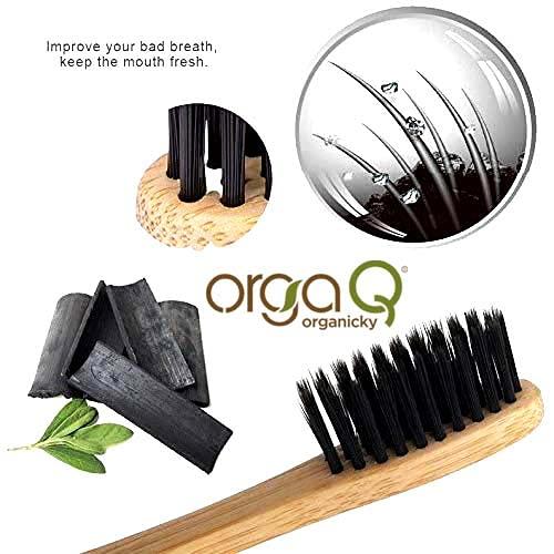 OrgaQ Organicky OrgaQ Organicky Adult Natural Bamboo Automatic Toothbrush With Castor Bean Bristle For Oral Care|Eco Friendly-2 Pc