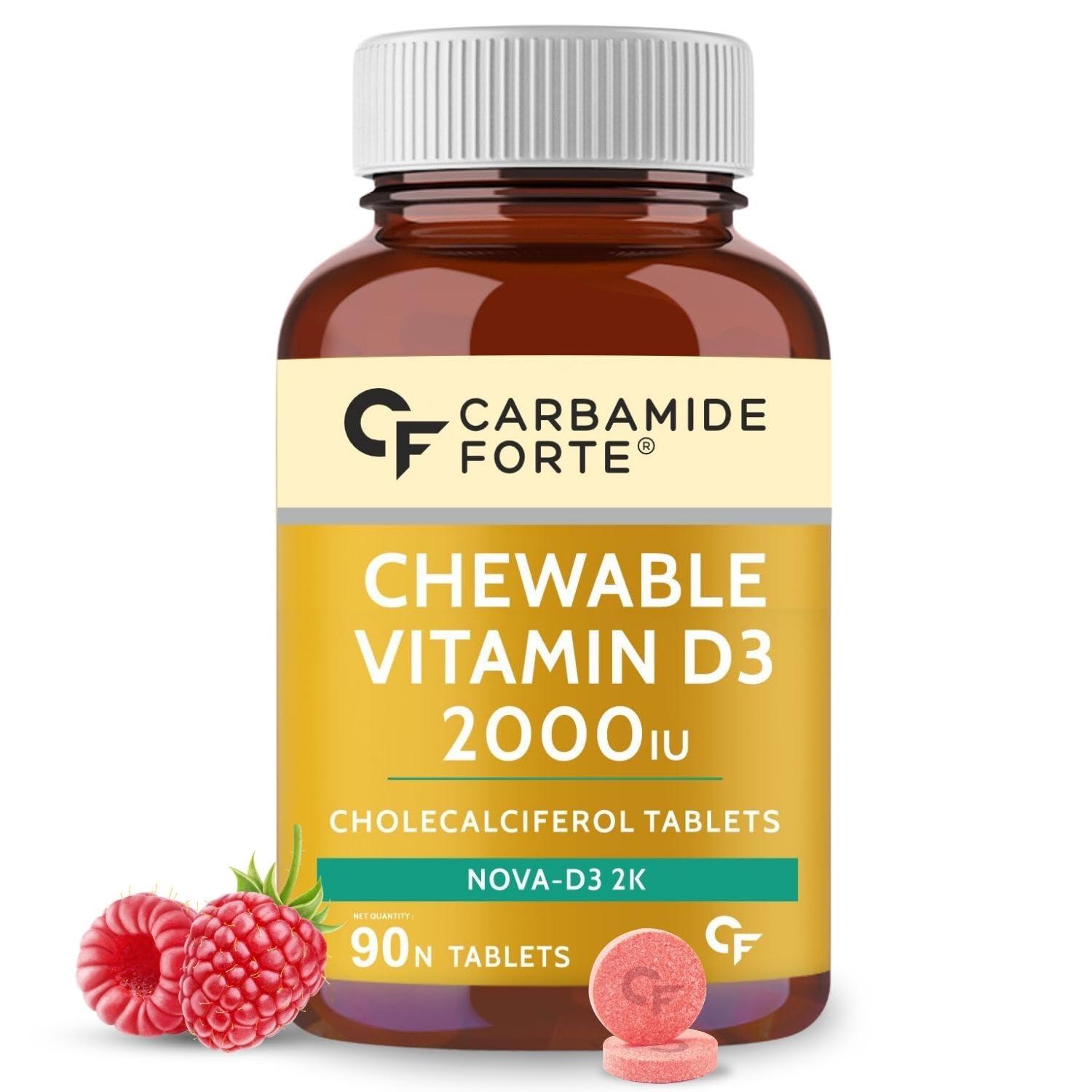 Carbamide Forte Carbamide Forte Vitamin D3 2000IU | Vitamin D Tablets for Bone & Immune Health | D3 supplement -Cholecalciferol | Vitamin D3 Tablets for Women & Men | Raspberry Flavour - 90 Tablets