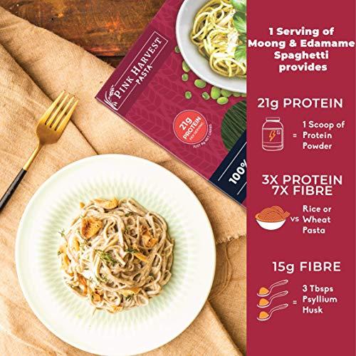 Pink Harvest Farms Pink Harvest Farms Moong & Edamame Spaghetti Noodles | No Rice - No Maida | Vegan | Gluten Free | High Protein | 3 x 200gm Pack